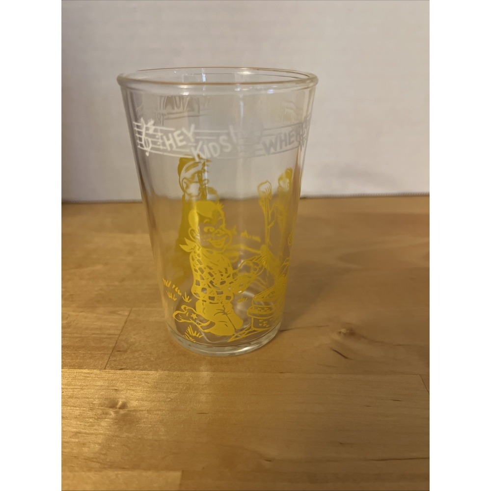 WELCH'S JELLY JAR GLASS HOWDY DOODY 1953 Pinochle Stamped Bottom Vintage 4.25"